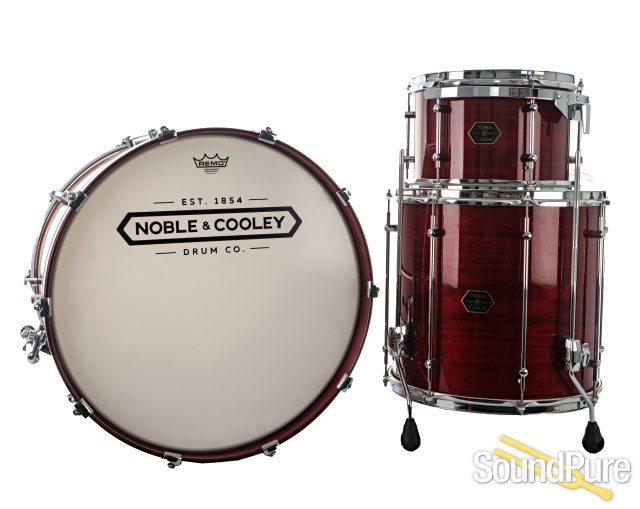Noble & Cooley 3pc Walnut Ply Drum Set-Translucent Red
