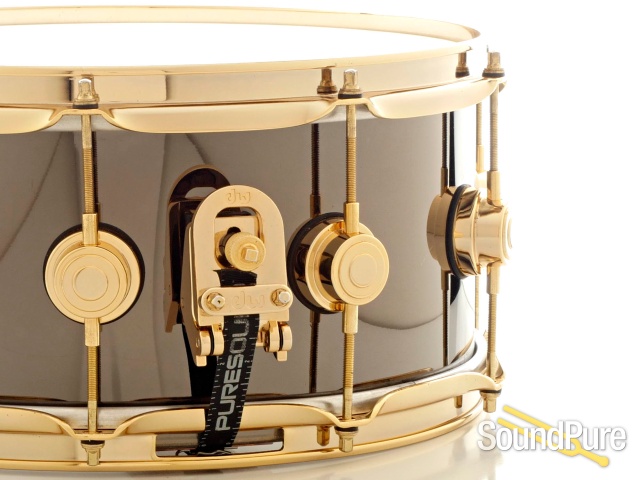 DW 6.5x14 Collectors Black Nickel over Brass Snare Drum-Used — image 2