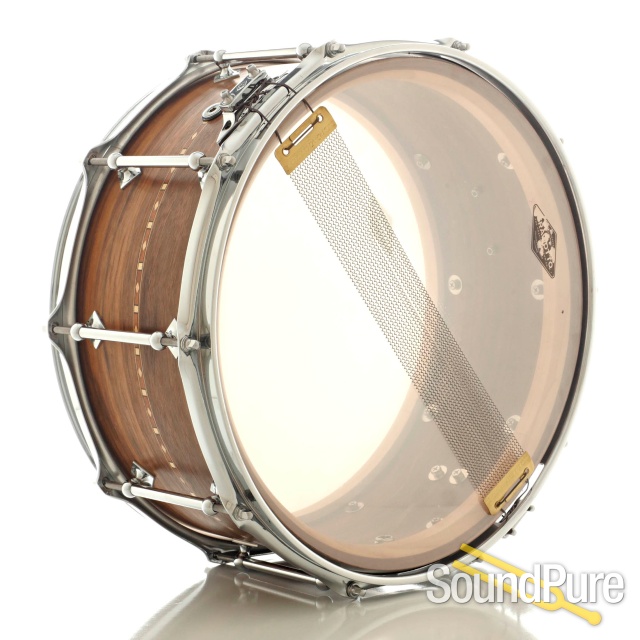 Craviotto 6.5x14 Walnut Custom Snare Drum-Walnut Inlay-Used — image 3