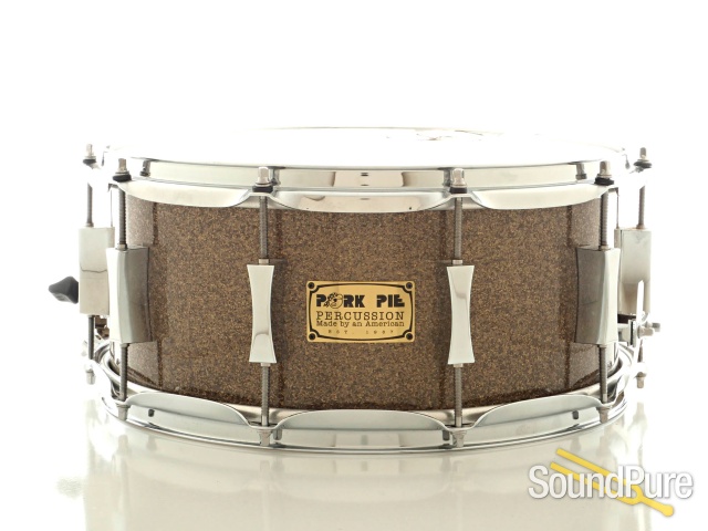 Pork Pie 6.5x14 Maple Snare Drum-Gunmetal Glass Glitter Used — image 1