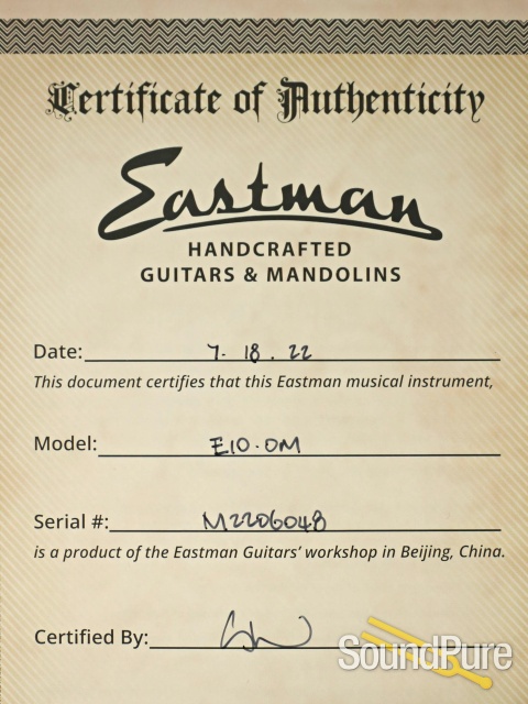 Eastman E10OM Adirondack/Mahogany Acoustic #M2206048 — image 6