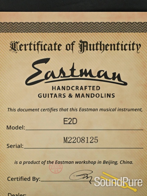 Eastman E2D Cedar/Sapele Dreadnought #M2208125 — image 6