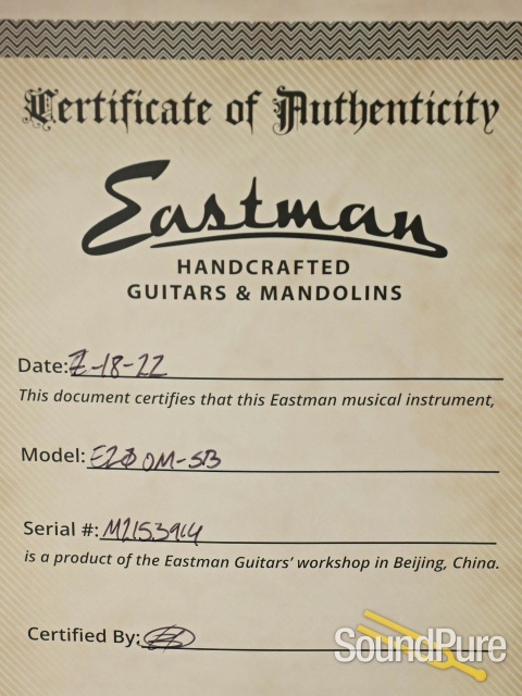 Eastman E20OM-SB Adirondack/Rosewood Acoustic #M2153914 — image 6