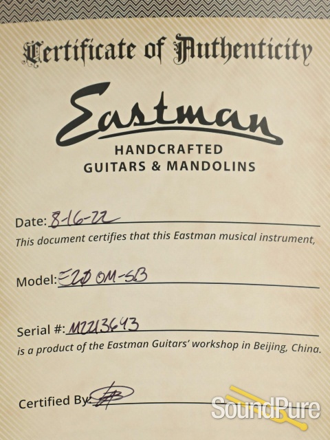 Eastman E20OM-SB Adirondack/Rosewood Acoustic #M2213643 — image 5
