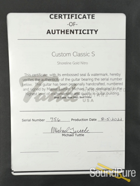 Tuttle Custom Classic S Shoreline Gold Nitro #756 — image 6