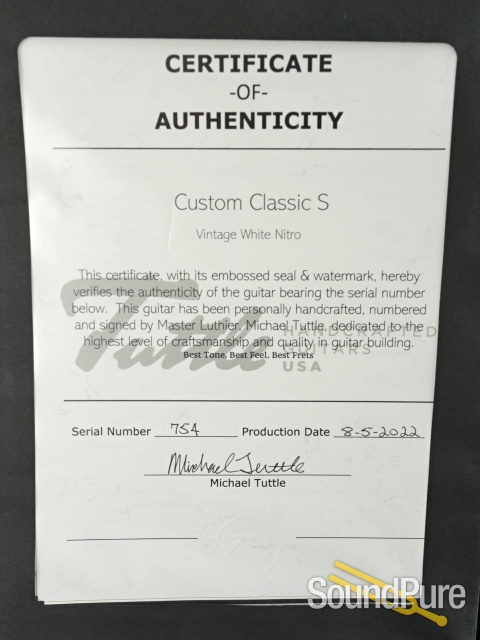 Tuttle Custom Classic S Vintage White Nitro #754 — image 5