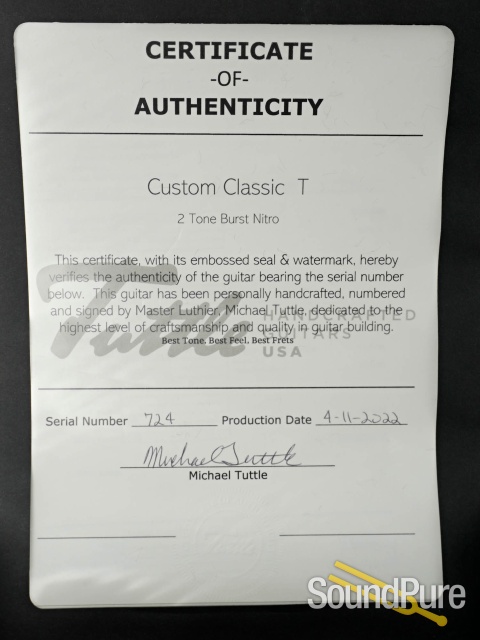 Tuttle Custom Classic T Electric Guitar #724 - Used — image 5