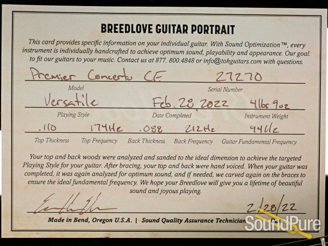 Breedlove Premier Concert Acoustic Guitar #27270 - Used — image 7