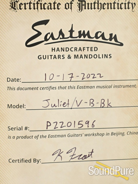 Eastman Juliet V-B-BK with Bigsby Electric Guitar #P2201596 — image 6