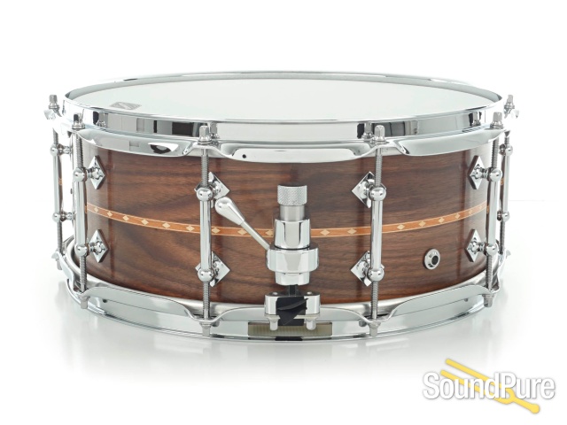 Craviotto 5.5x14 Walnut Custom Shop Snare Drum Cherry Inlay — image 2