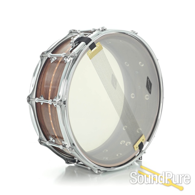 Craviotto 5.5x14 Walnut Custom Shop Snare Drum Cherry Inlay — image 4