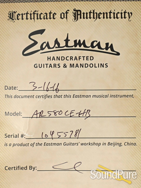 Eastman AR580CE-HB Honey Burst Archtop #10455781 - Used — image 6