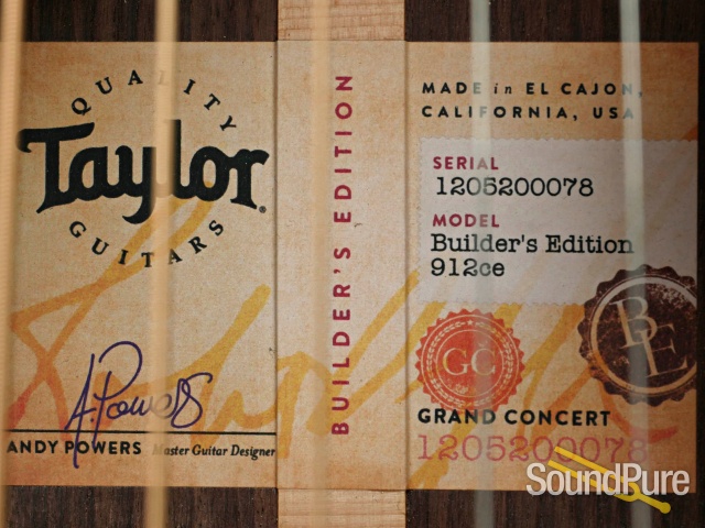 Taylor Builder's Edition 912ce Acoustic Guitar #1205200078 — image 2