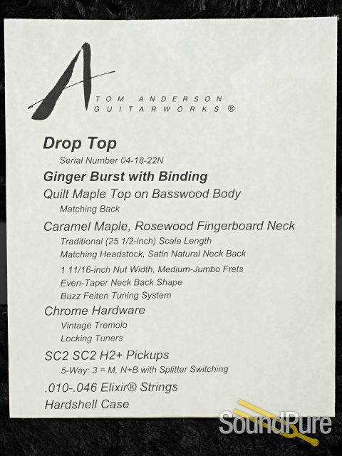 Anderson Drop Top Ginger Burst Guitar #04-18-22N - Used — image 5