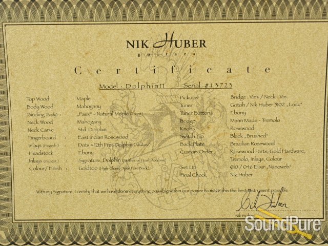 Nik Huber Dolphin II Goldtop Electric Guitar #13723 - Used — image 5