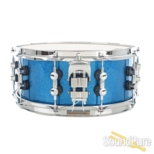 Sonor 6x14 SQ2 Medium Maple Snare Drum- Blue Sparkle — image 2