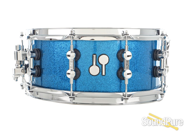 Sonor 6x14 SQ2 Medium Maple Snare Drum- Blue Sparkle — image 1