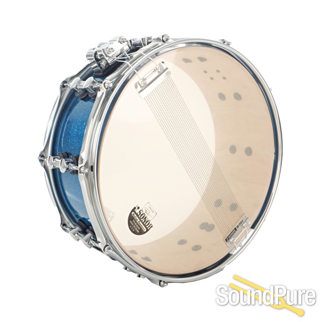 Sonor 6x14 SQ2 Medium Maple Snare Drum- Blue Sparkle — image 3