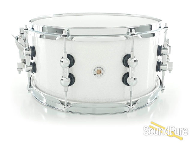 Sonor 6.5x13 SQ2 Medium Maple Snare Drum- White Sparkle — image 5
