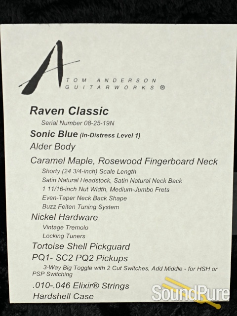 Anderson Raven Classic Shorty Sonic Blue #08-25-19N - Used — image 6