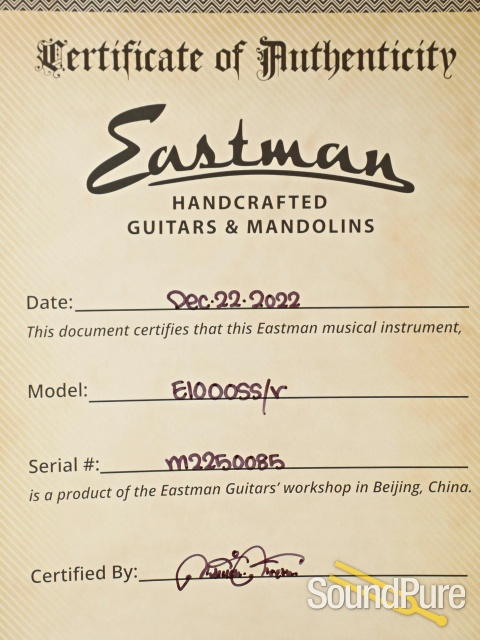 Eastman E10OOSS/V Adirondack/Mahogany Acoustic #M2250085 — image 5