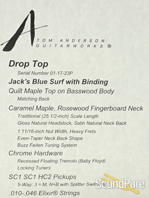 Anderson Drop Top Jacks Blue Surf Electric Guitar #01-17-23P — image 5