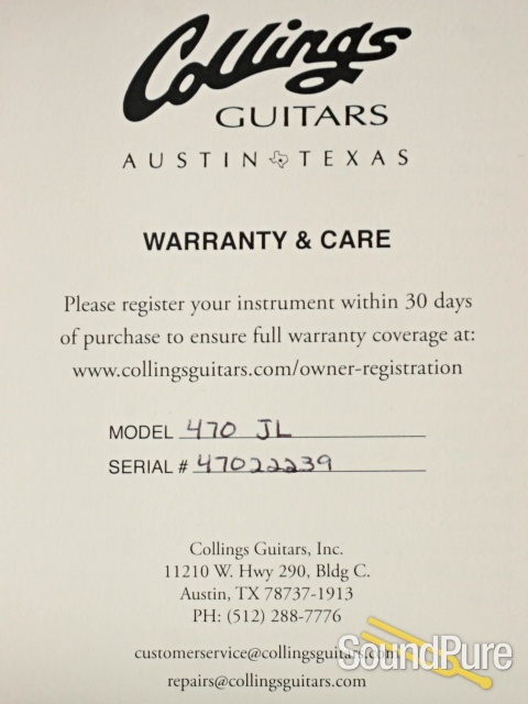 Collings 470-JL Jet Black Electric Guitar #22239 - Used — image 5