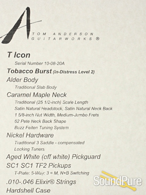 Anderson T Icon Tobacco Burst In-Distress #10-08-20A - Used — image 6