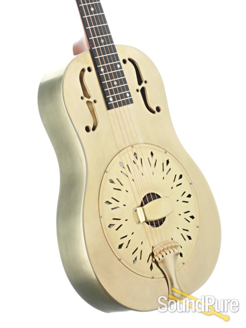 National Raw Brass 12 Fret Resonator Guitar #24734 — image 2