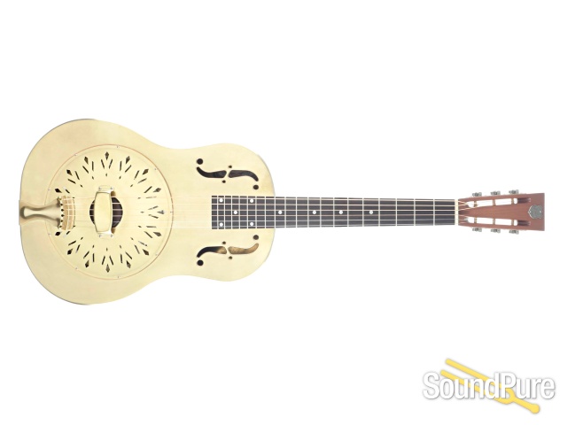 National Raw Brass 12 Fret Resonator Guitar #24734 — image 8