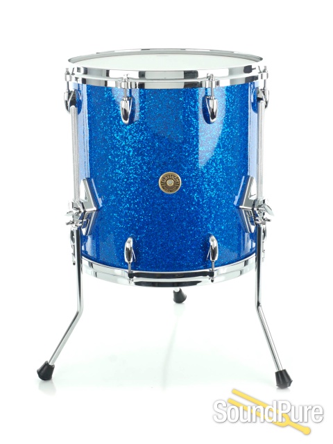 Gretsch 3pc USA Custom Drum Set- Blue Glass Glitter 20 WM — image 11
