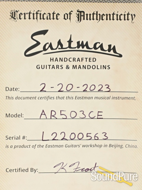 Eastman AR503CE Spruce/Maple Archtop Guitar #L2200563 — image 5