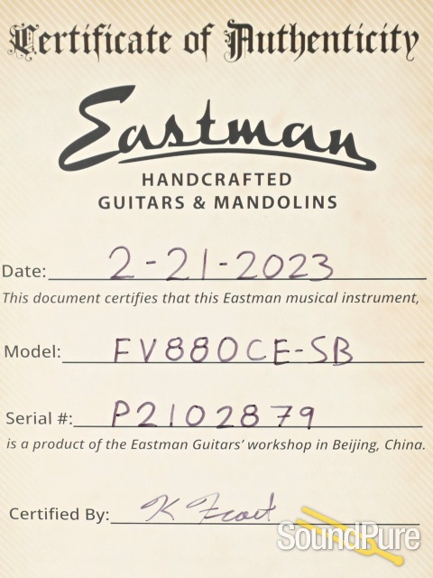 Eastman FV880CE-SB Frank Vignola Archtop Guitar #P2102879 — image 6