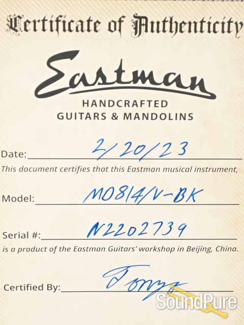 Eastman MD814/v Black Addy/Maple F-Style Mandolin #N2202739 — image 3