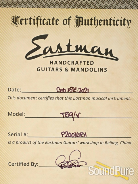 Eastman T59/V Thinline Electric Guitar #P2001651 - Used — image 5