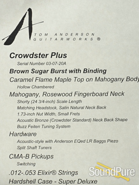Anderson Crowdster Plus Brown Sugar Burst #03-07-20A - Used — image 5