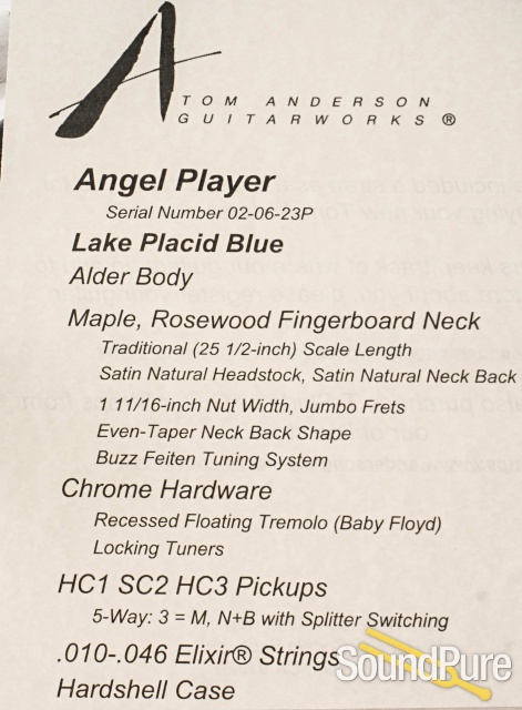 Anderson Angel Player Lake Placid Blue Guitar #02-06-23P — image 5