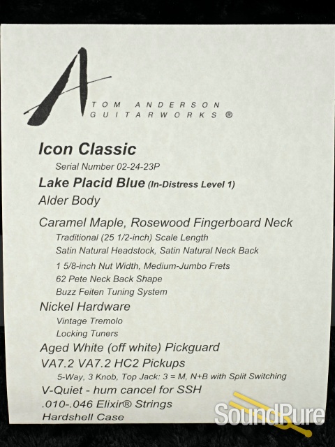 Anderson Icon Classic Lake Placid Blue Guitar #02-24-23P — image 6