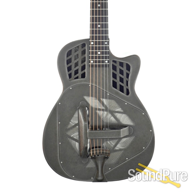 National T-14 Fret Weathered Steel Tricone Resonator #24786 — image 1