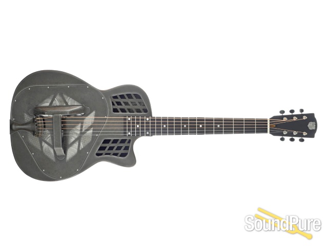 National T-14 Fret Weathered Steel Tricone Resonator #24786 — image 8