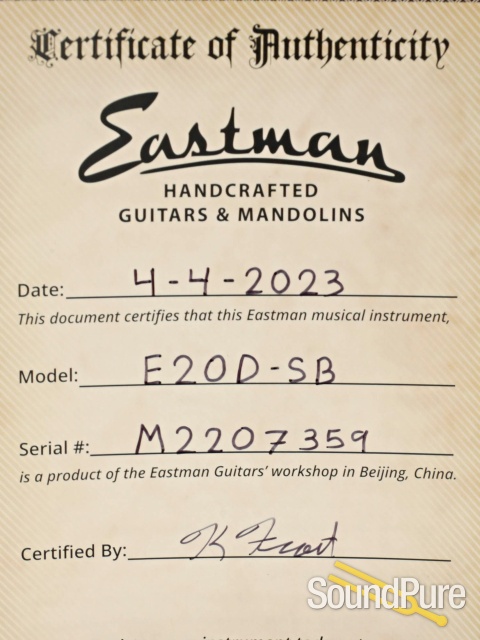 Eastman E20D-SB Adirondack/Rosewood Acoustic #M2207359 — image 5