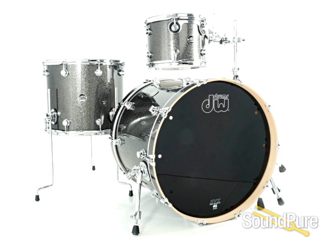 DW 3pc Performance Series Drum Set Pewter Sparkle