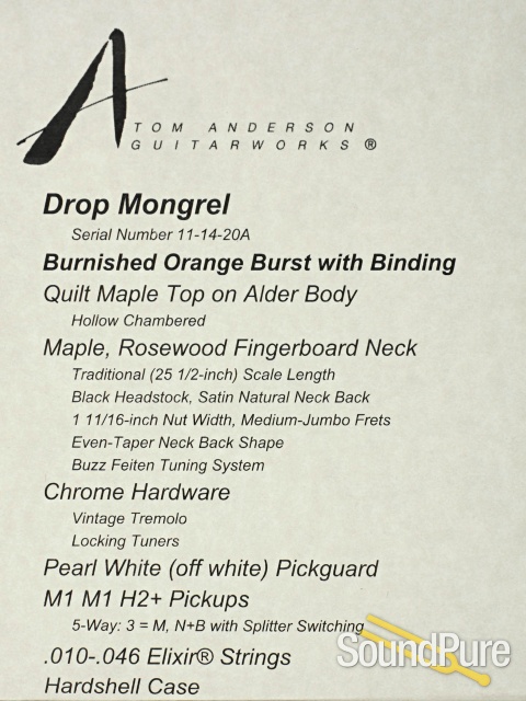 Anderson Drop Top Mongrel Electric Guitar #11-14-20A - Used — image 4