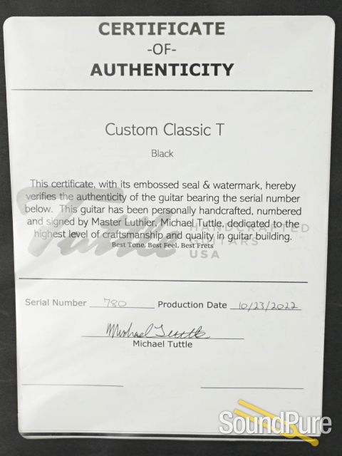Tuttle Custom Classic T Black HS Electric Guitar #780 - Used — image 5