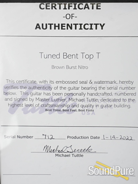 Tuttle Tuned Bent Top T Brown Burst Guitar #712 - Used — image 9