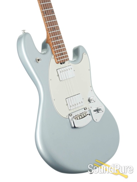 Ernie Ball Stingray RS Firemist Silver Guitar #G84839 - Used — image 2
