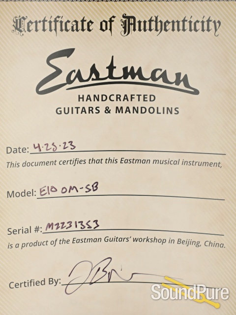 Eastman E10OM-SB Adirondack/Mahogany Acoustic #M2231353 — image 6