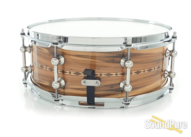 Metro Drums 5.5x14 Spotted Gum Ply Snare Drum-Blackheart — image 2