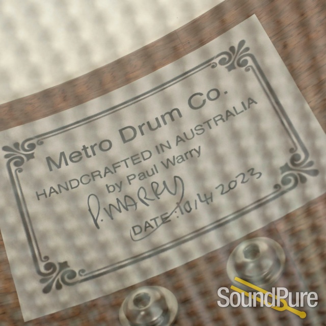 Metro Drums 5.5x14 Spotted Gum Ply Snare Drum-Blackheart — image 3