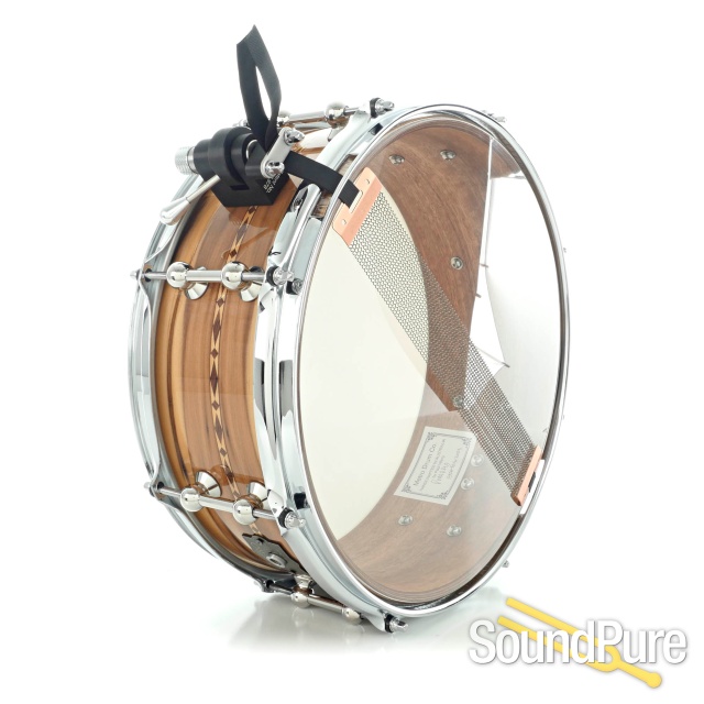 Metro Drums 5.5x14 Spotted Gum Ply Snare Drum-Blackheart — image 4